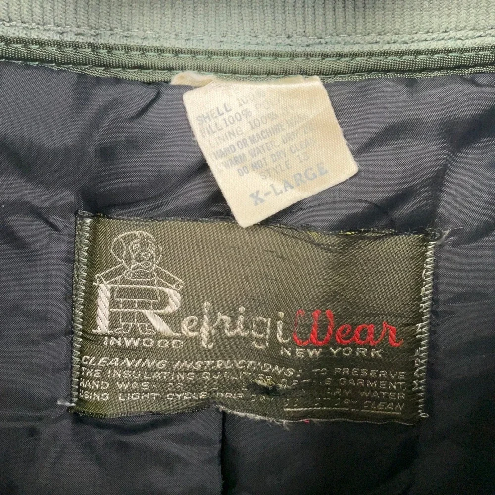 Vintage RefrigiWear Vest‎ Mens XLarge Olive Green Insulate Quilt Work Chore